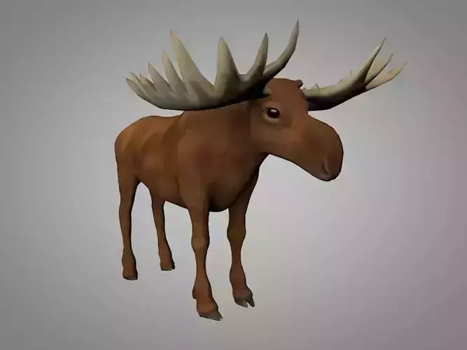 Moose with antlers Low-poly 3D model