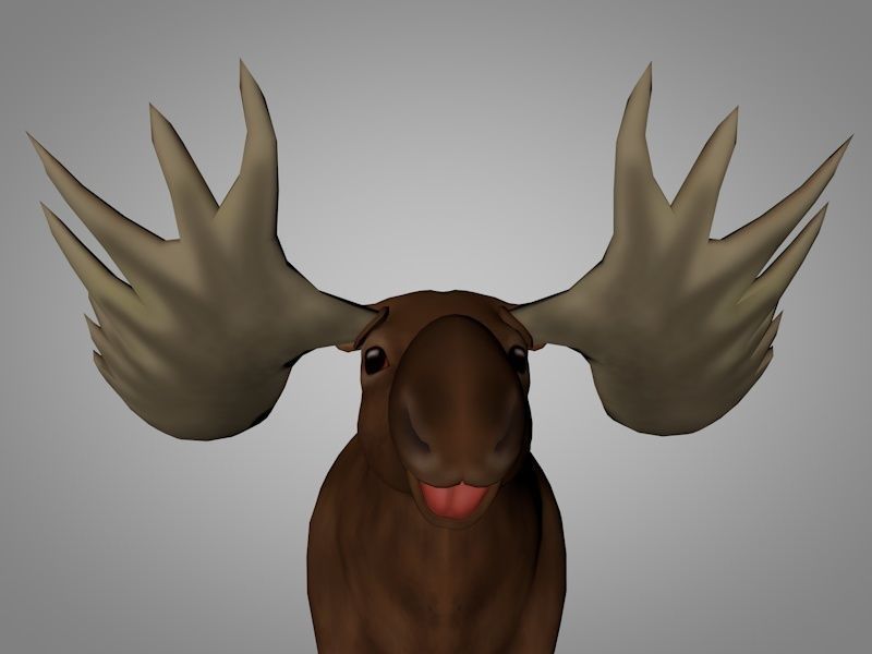 Moose with antlers Low-poly 3D model_1