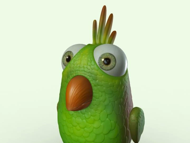 Cartoon Bird Character Low-poly 3D model_3