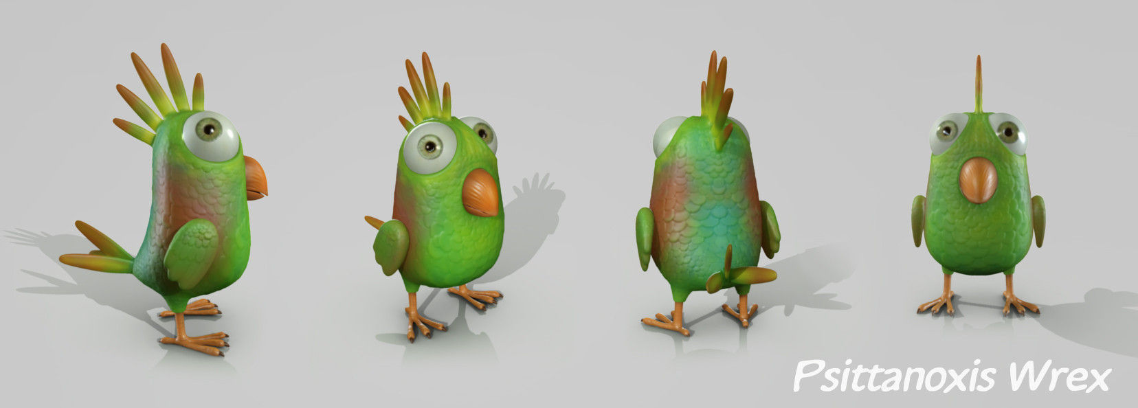 Cartoon Bird Character Low-poly 3D model_10