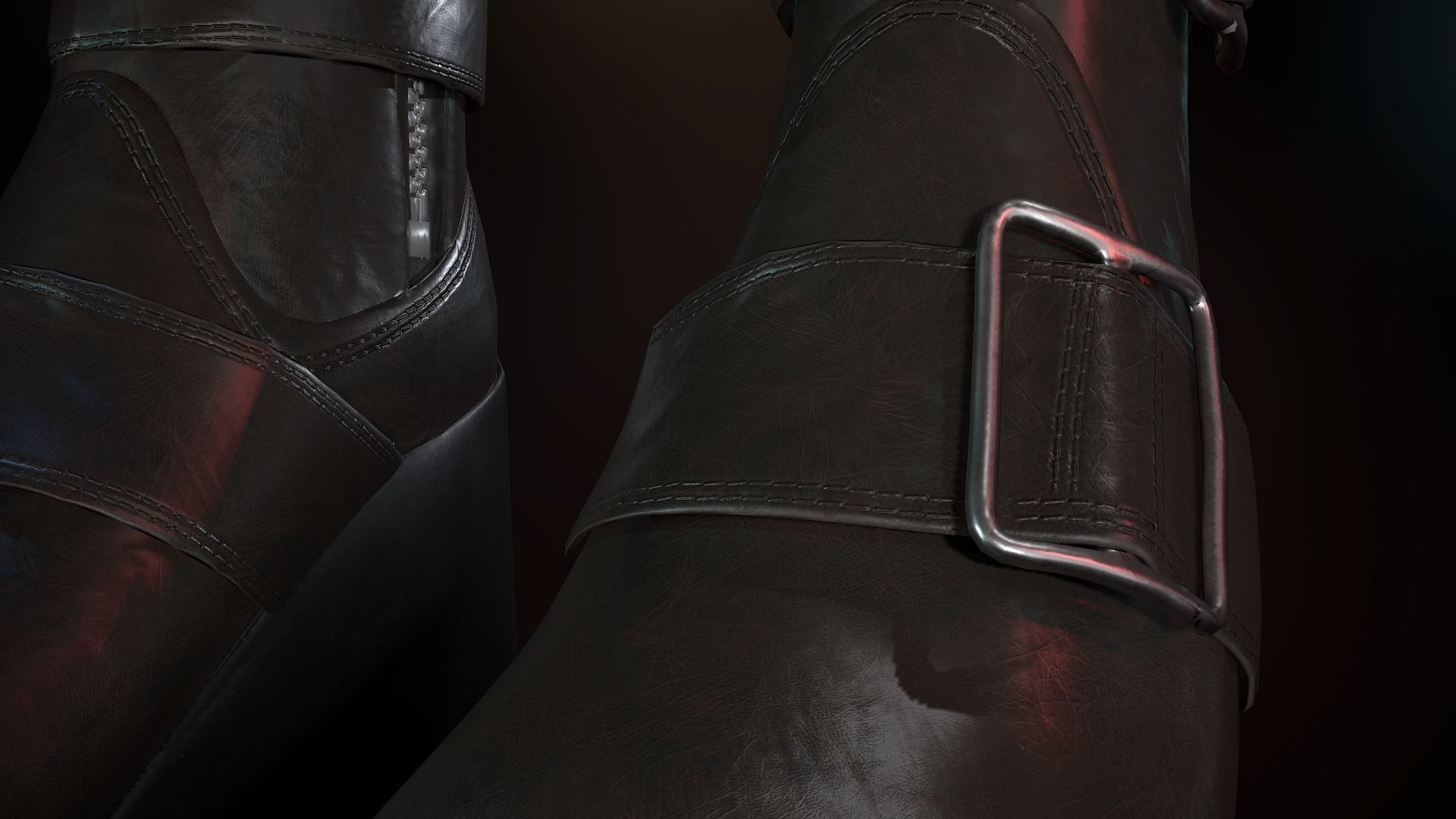 Female Biker Outfit Low-poly 3D model_36