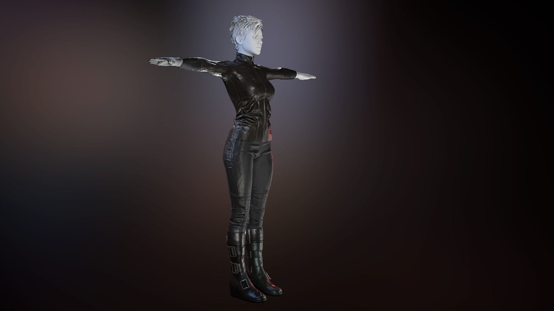 Female Biker Outfit Low-poly 3D model_5