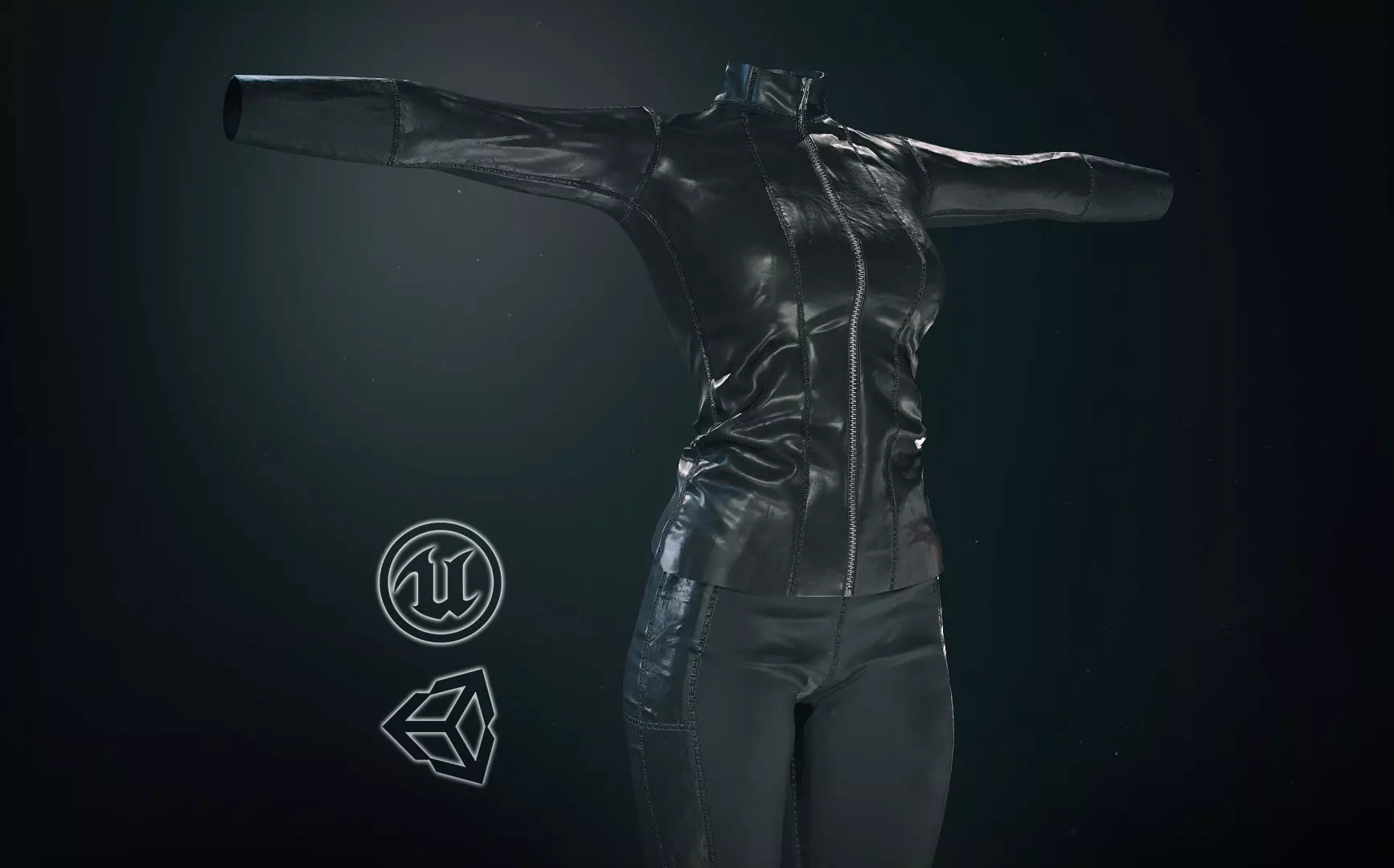 Female Biker Outfit Low-poly 3D model_0