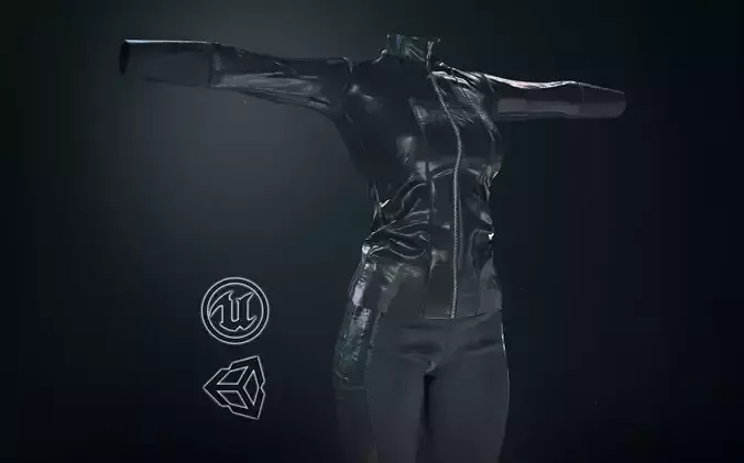 Female Biker Outfit Low-poly 3D model