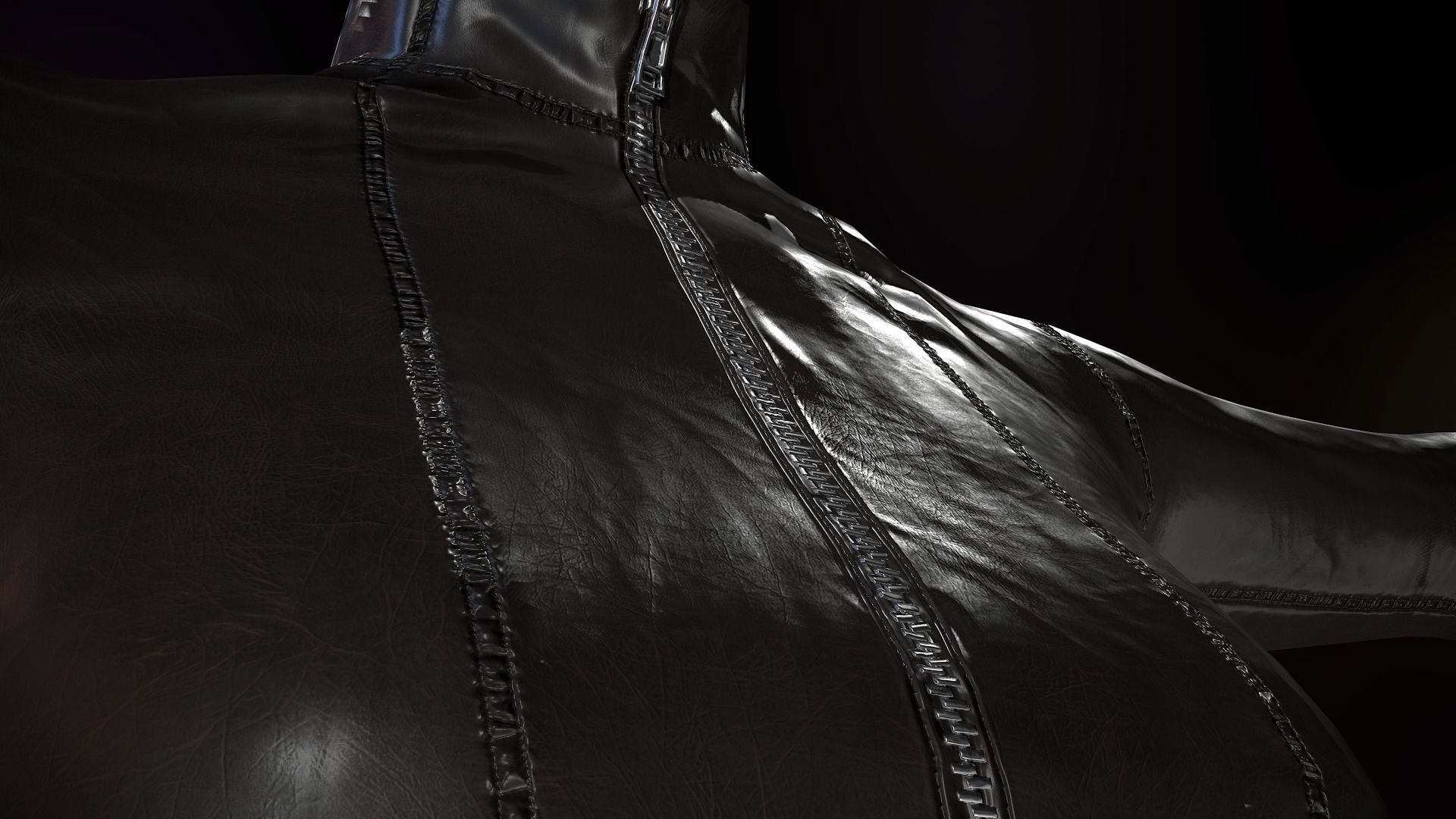 Female Biker Outfit Low-poly 3D model_9