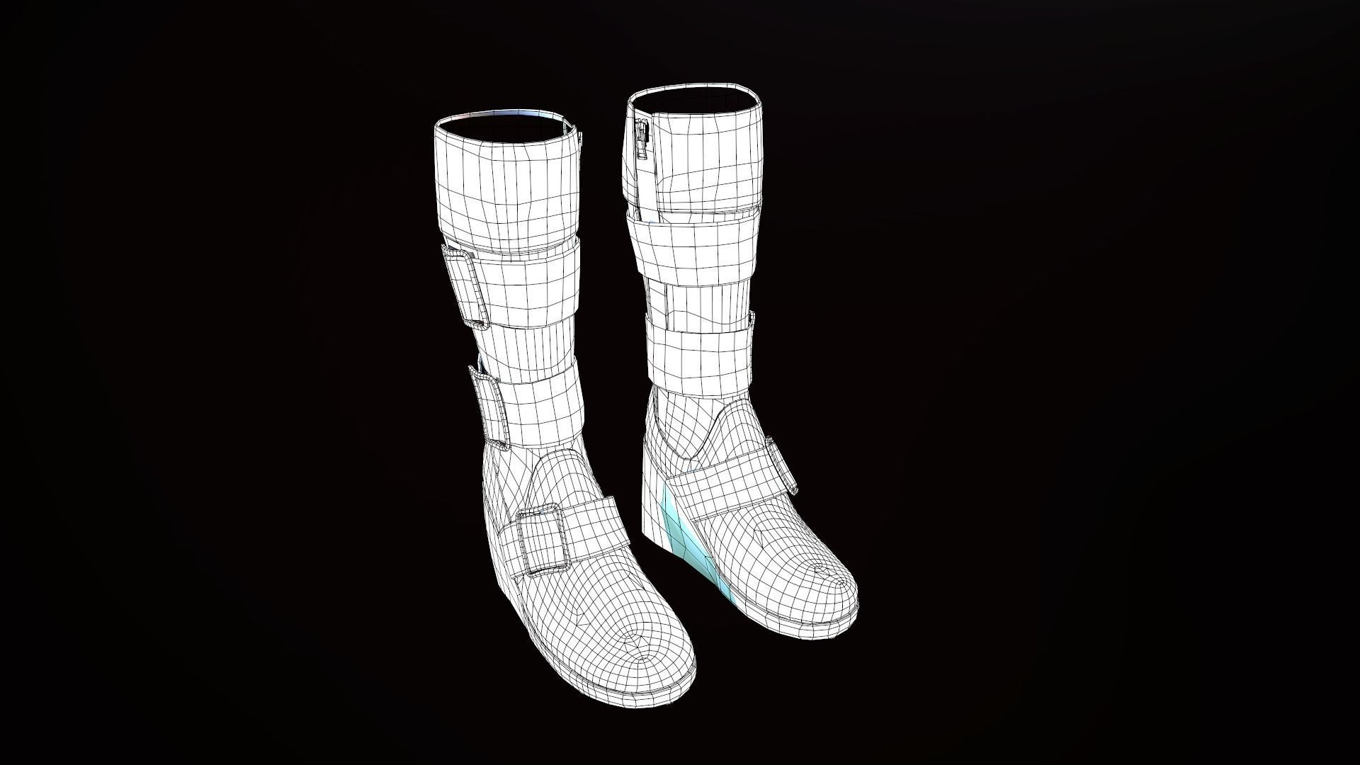 Female Biker Outfit Low-poly 3D model_56