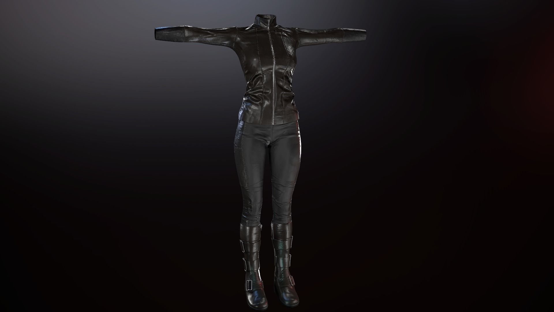 Female Biker Outfit Low-poly 3D model_41