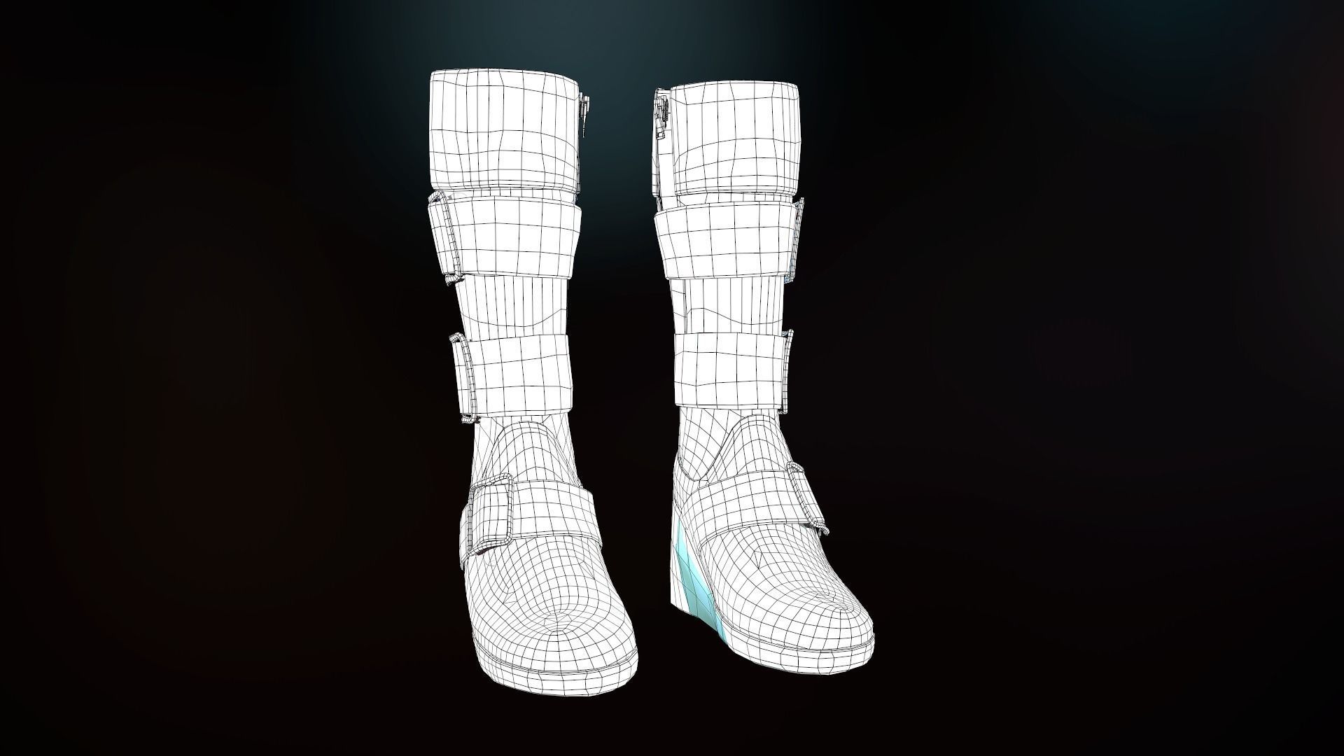 Female Biker Outfit Low-poly 3D model_54