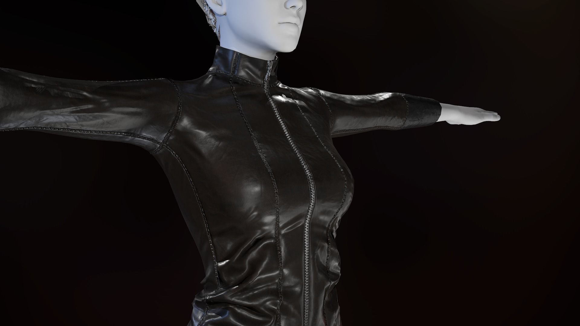 Female Biker Outfit Low-poly 3D model_8