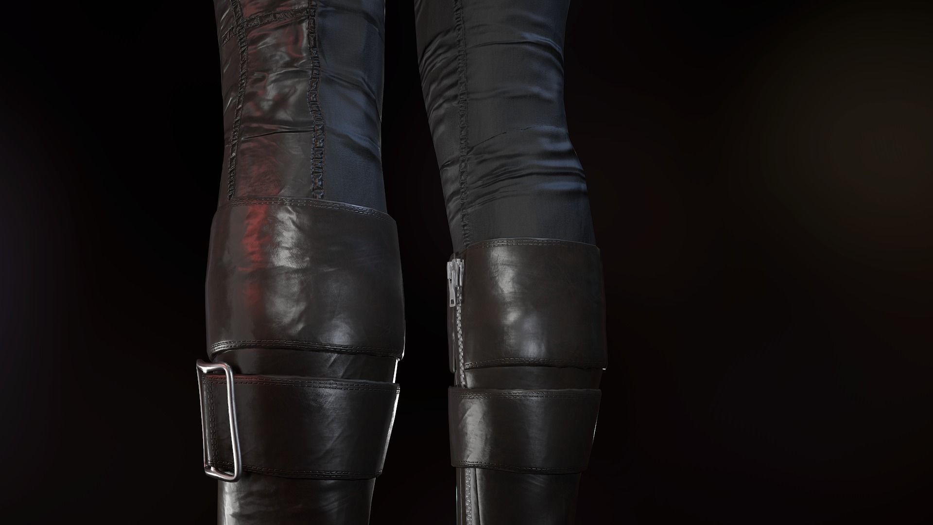 Female Biker Outfit Low-poly 3D model_29