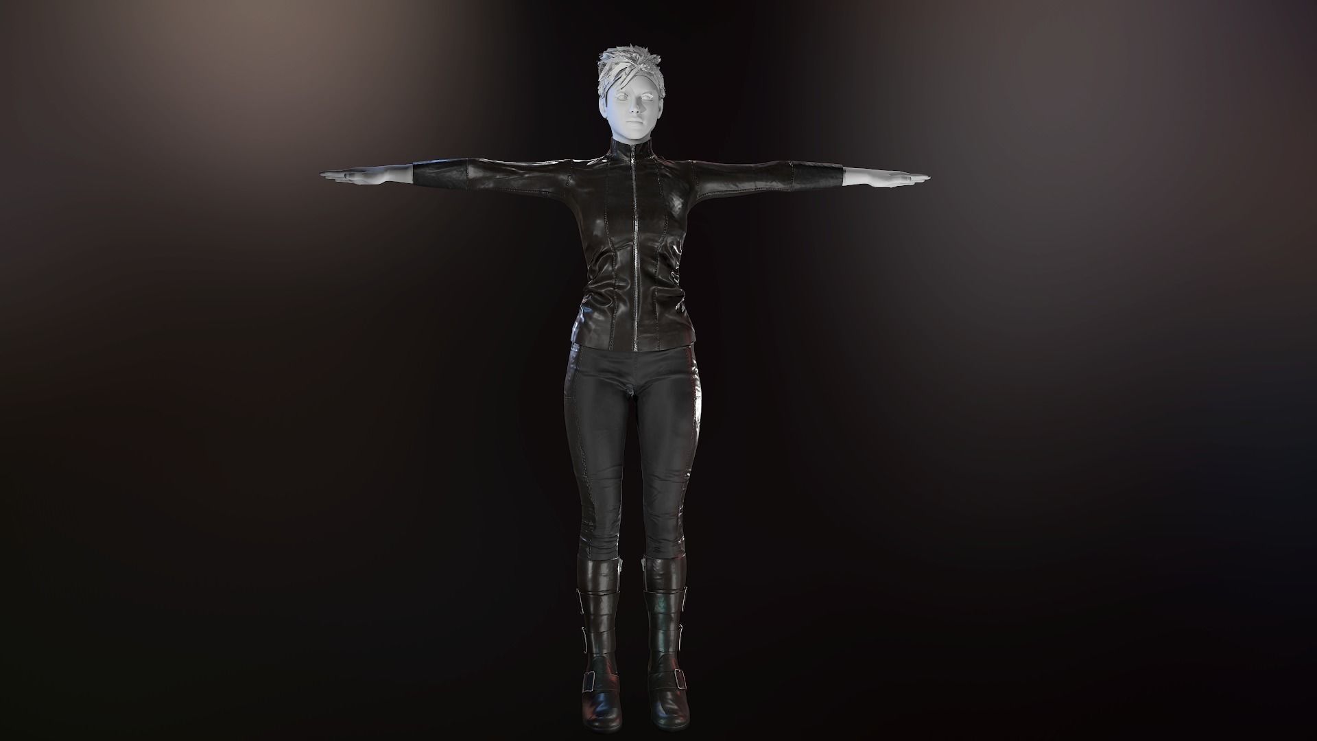 Female Biker Outfit Low-poly 3D model_4