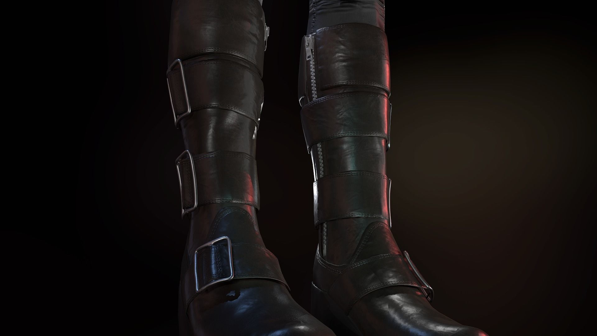 Female Biker Outfit Low-poly 3D model_33