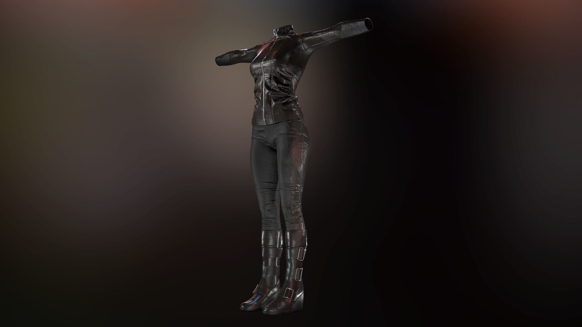 Female Biker Outfit Low-poly 3D model_44