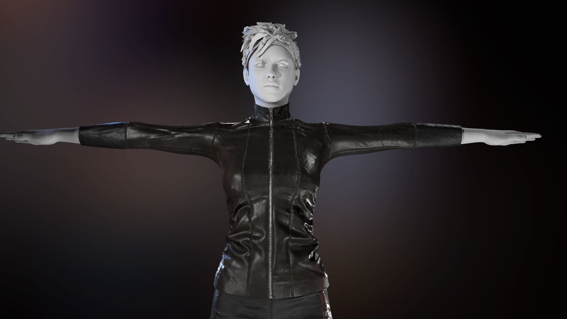 Female Biker Outfit Low-poly 3D model_7