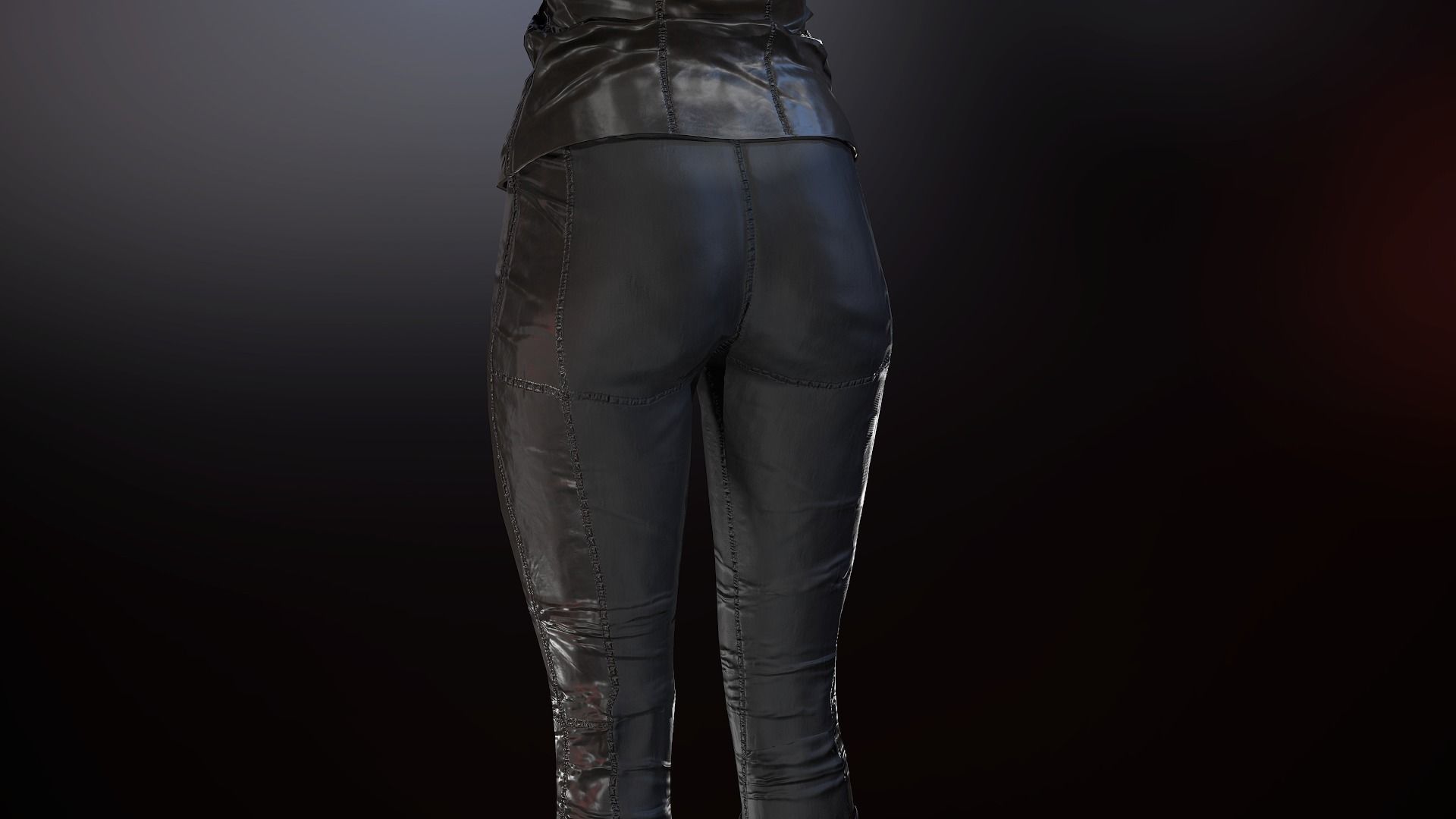 Female Biker Outfit Low-poly 3D model_25