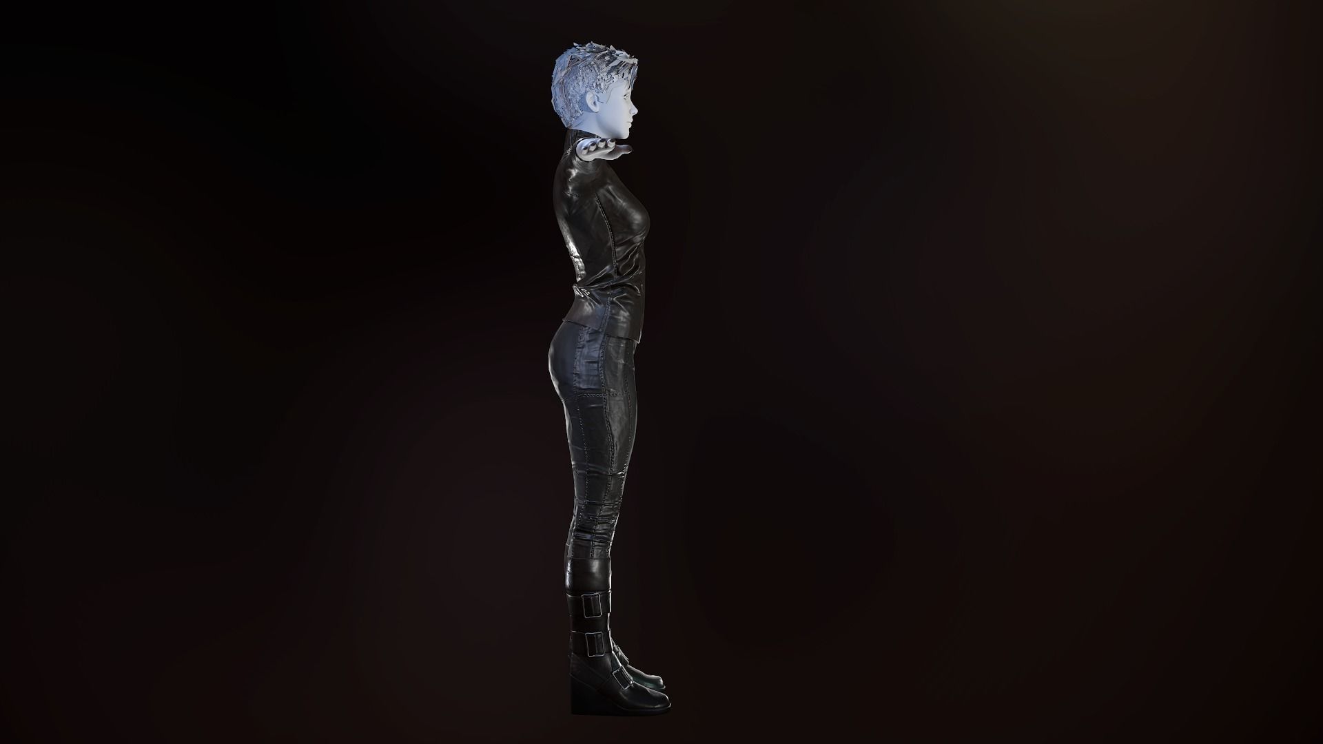 Female Biker Outfit Low-poly 3D model_6