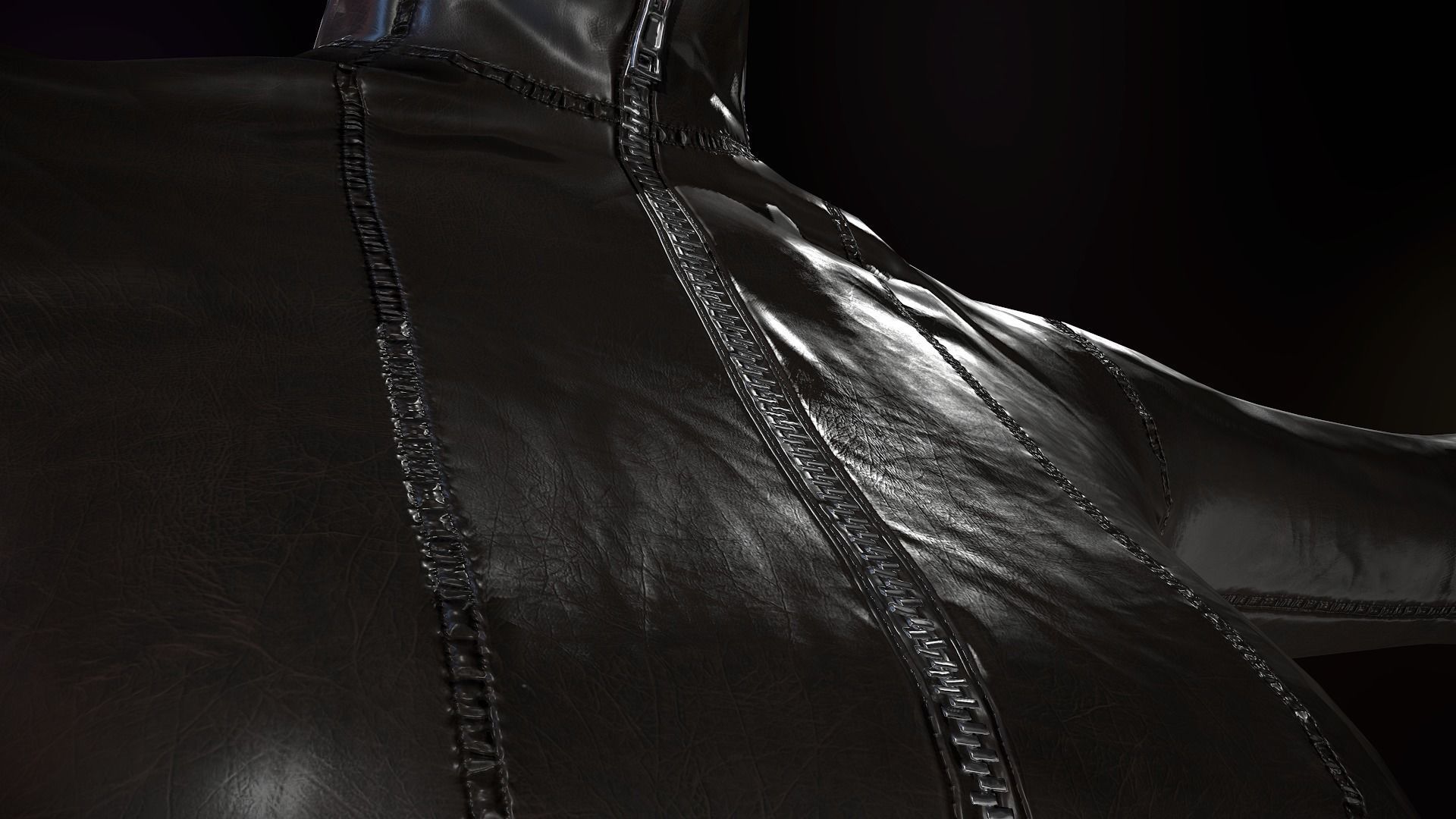 Female Biker Outfit Low-poly 3D model_10