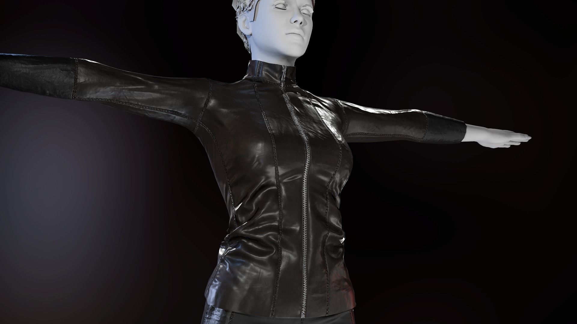 Female Biker Outfit Low-poly 3D model_2