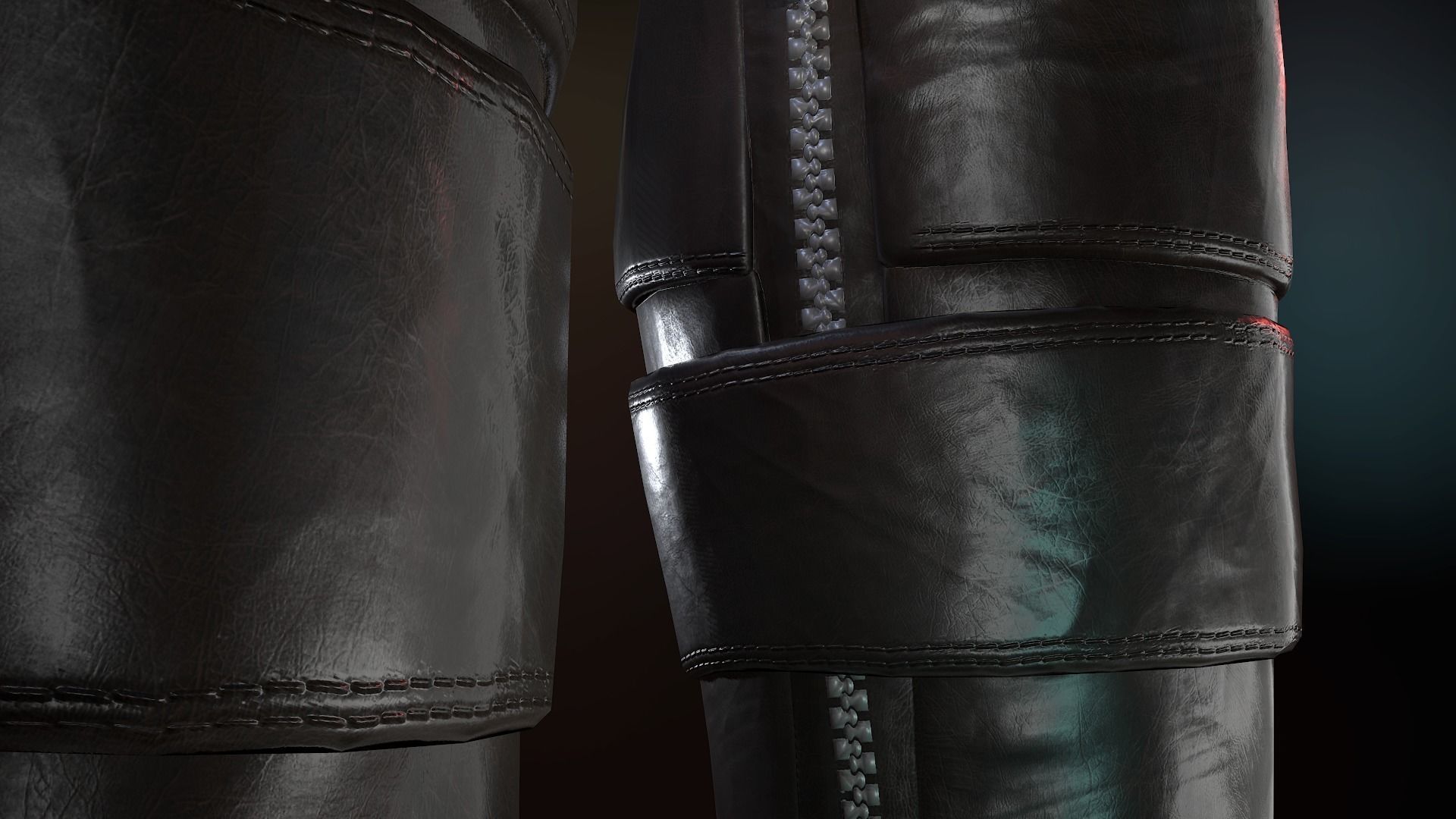 Female Biker Outfit Low-poly 3D model_34