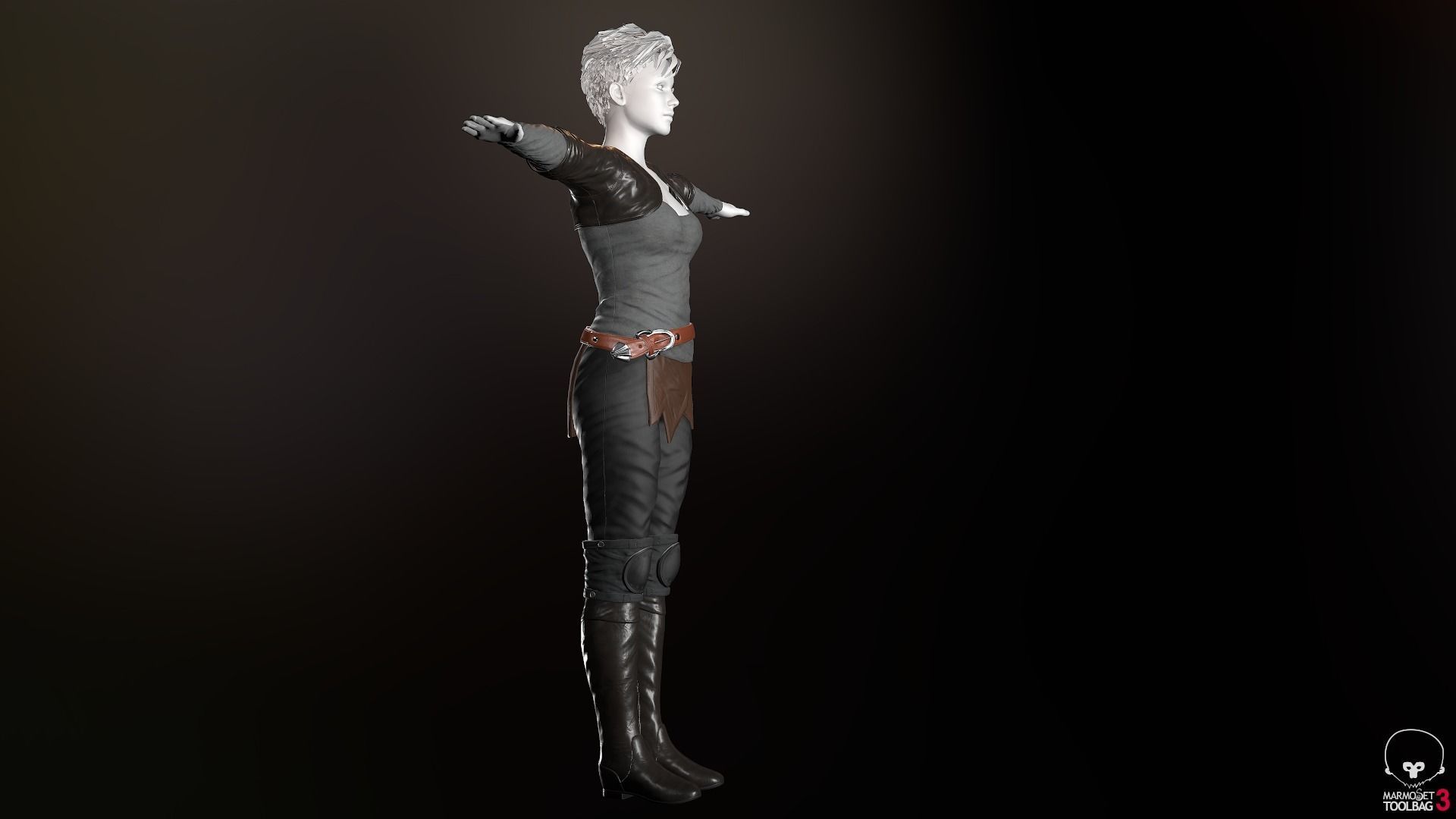 Female Survivor Outfit  Low-poly 3D model_4