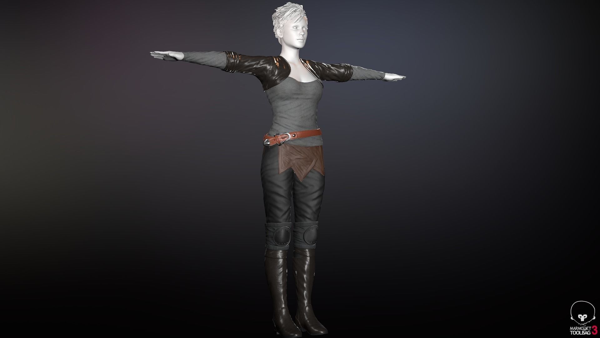 Female Survivor Outfit  Low-poly 3D model_3