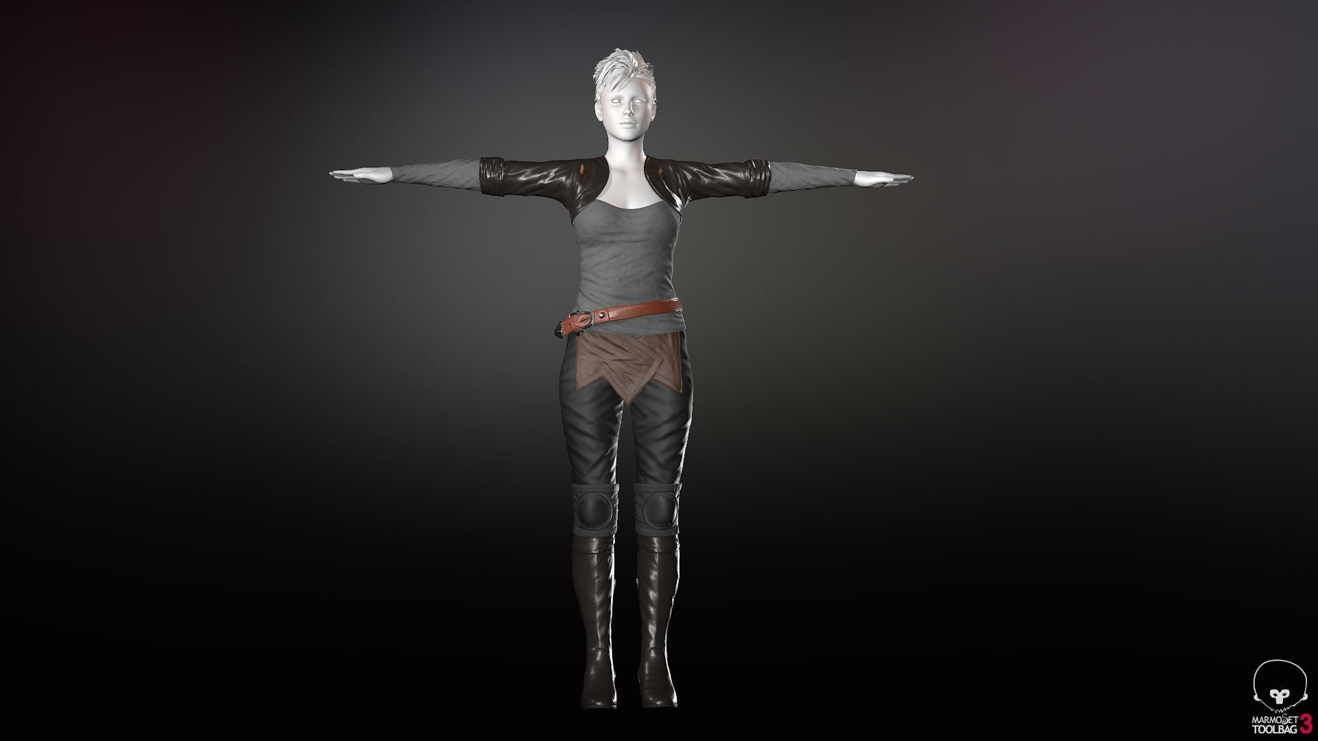 Female Survivor Outfit  Low-poly 3D model_2