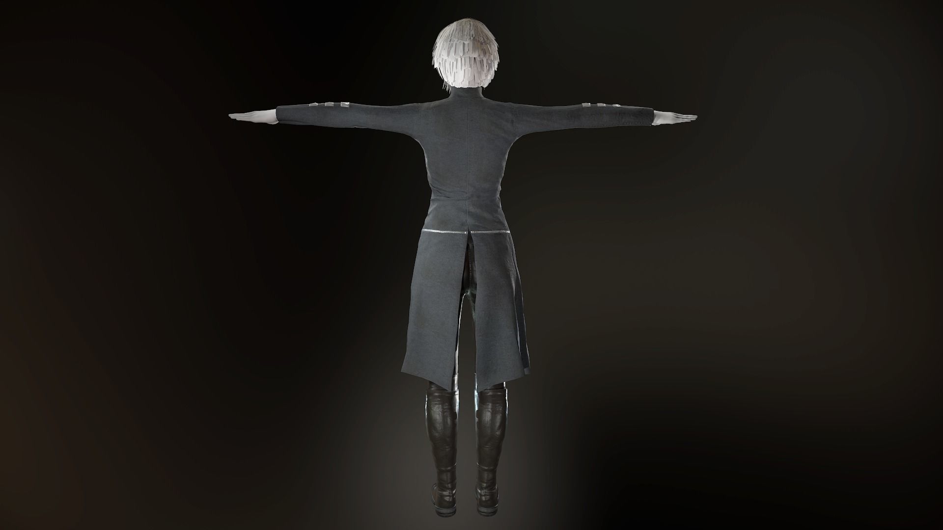 Female Post Apocalyptic Outfit Low-poly 3D model_6