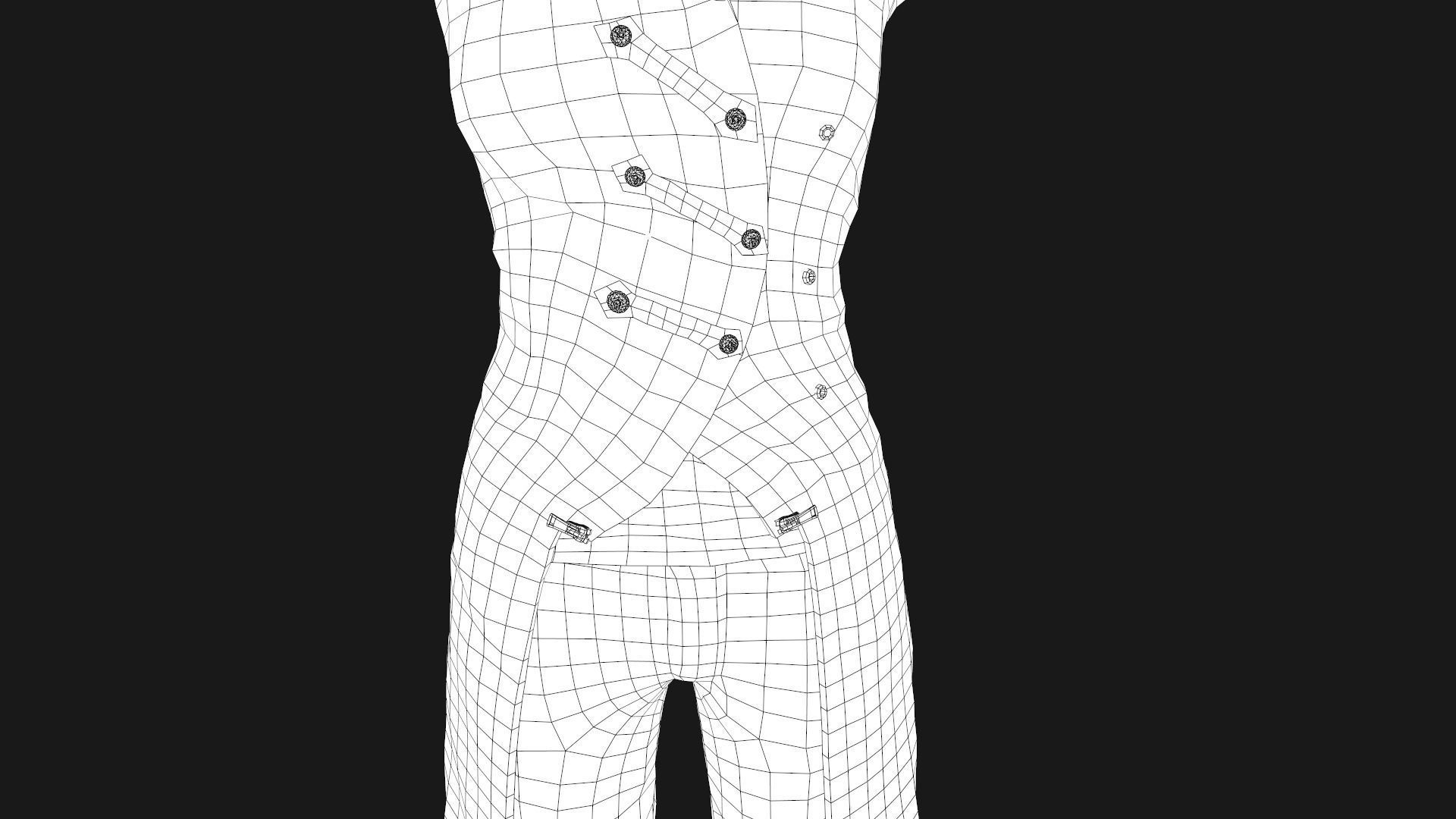 Female Post Apocalyptic Outfit Low-poly 3D model_50