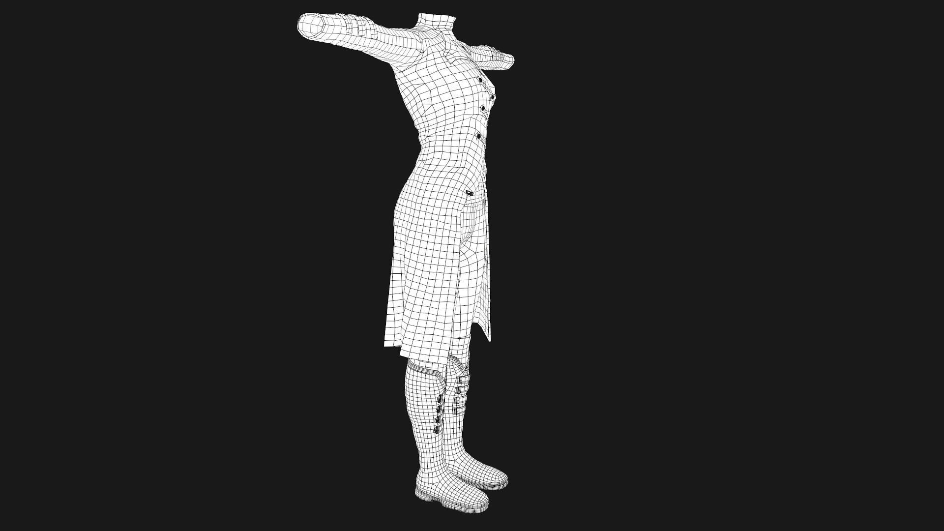 Female Post Apocalyptic Outfit Low-poly 3D model_46