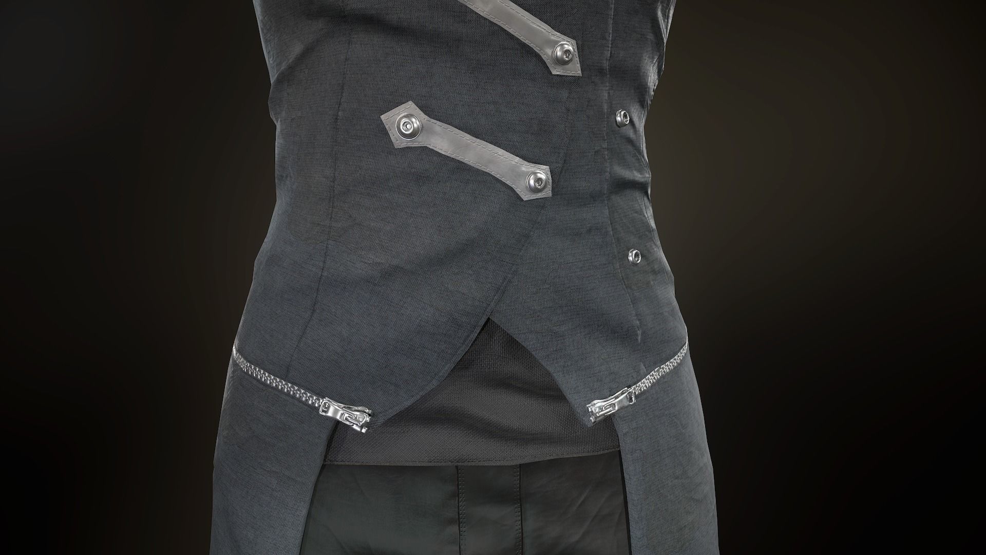 Female Post Apocalyptic Outfit Low-poly 3D model_11