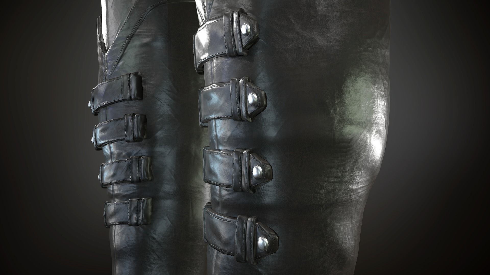 Female Post Apocalyptic Outfit Low-poly 3D model_32