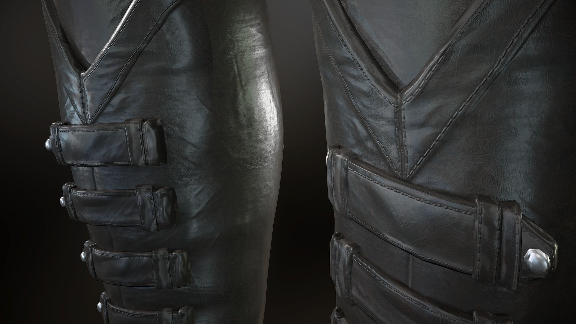 Female Post Apocalyptic Outfit Low-poly 3D model_33