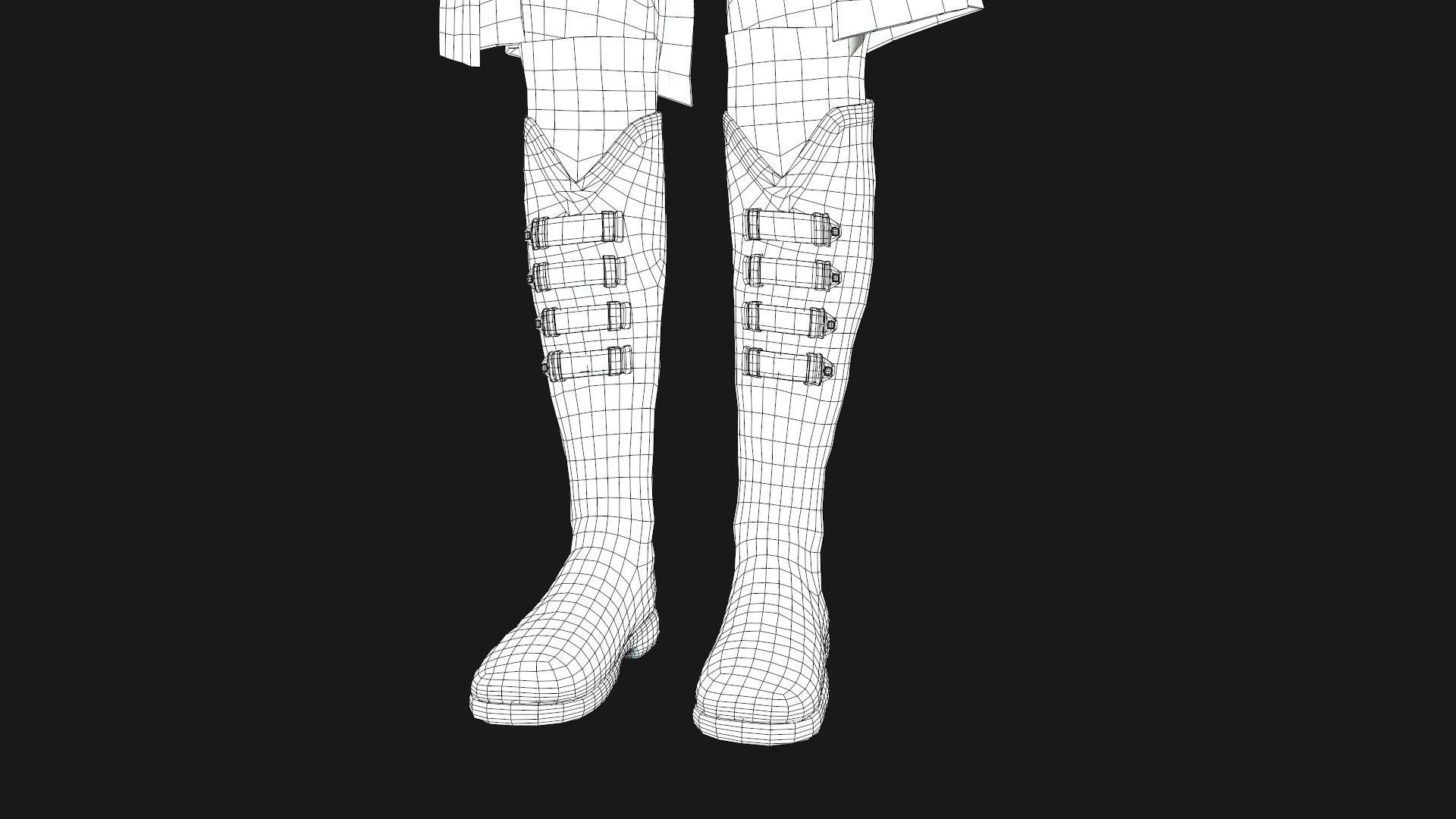 Female Post Apocalyptic Outfit Low-poly 3D model_55