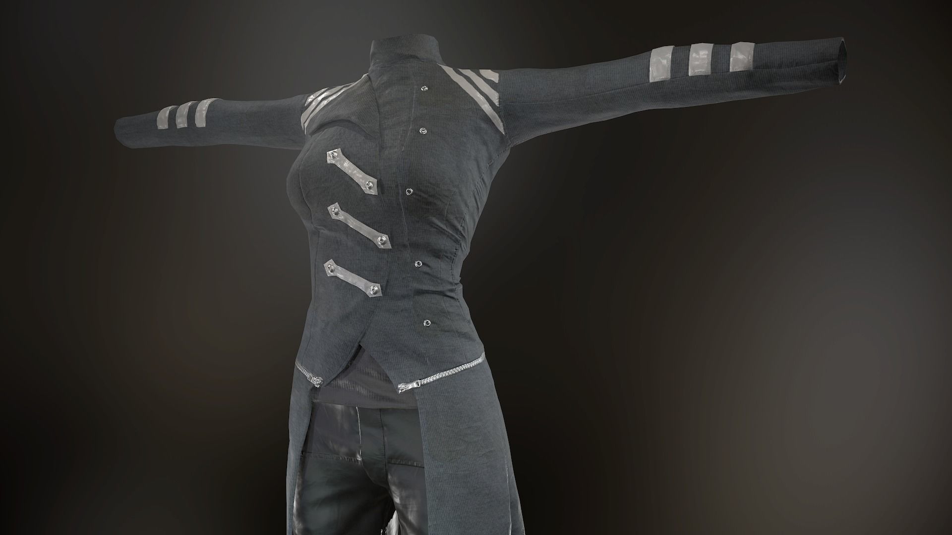 Female Post Apocalyptic Outfit Low-poly 3D model_43