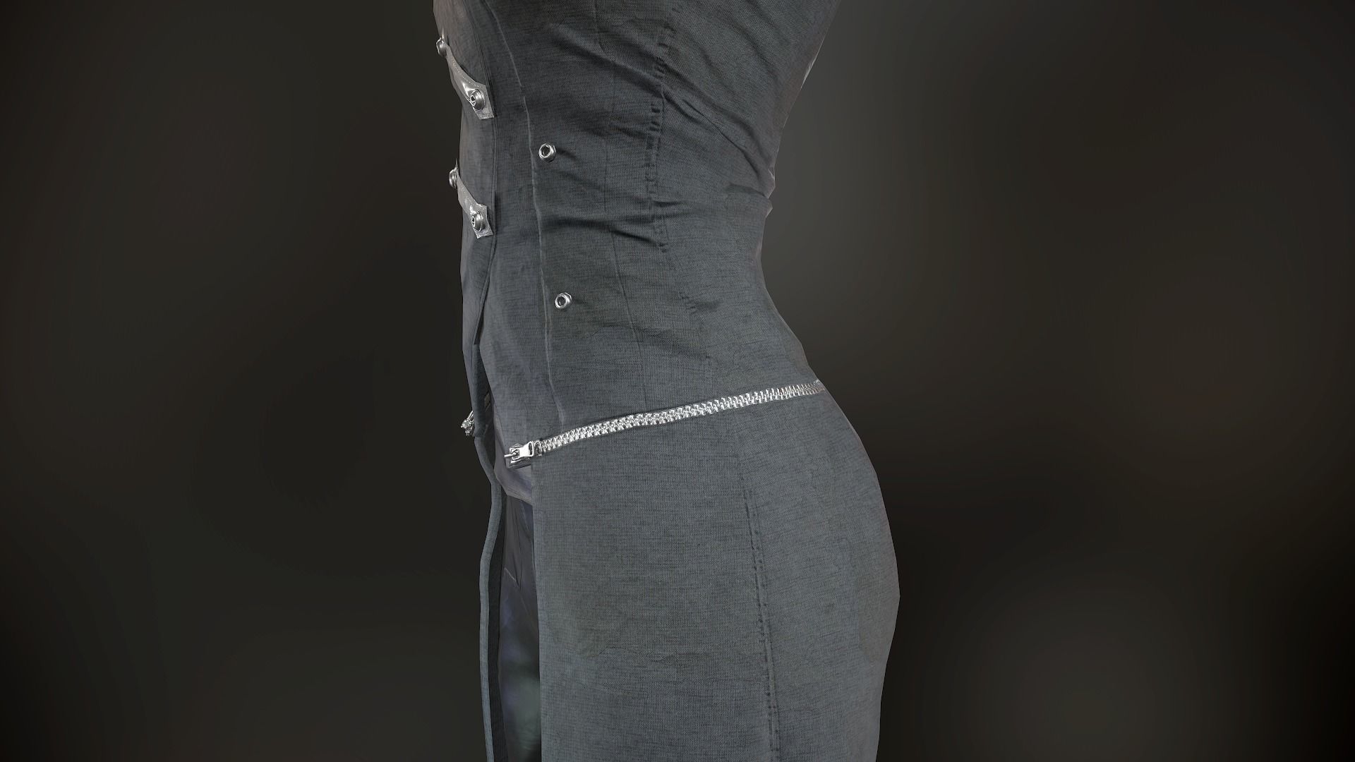 Female Post Apocalyptic Outfit Low-poly 3D model_18