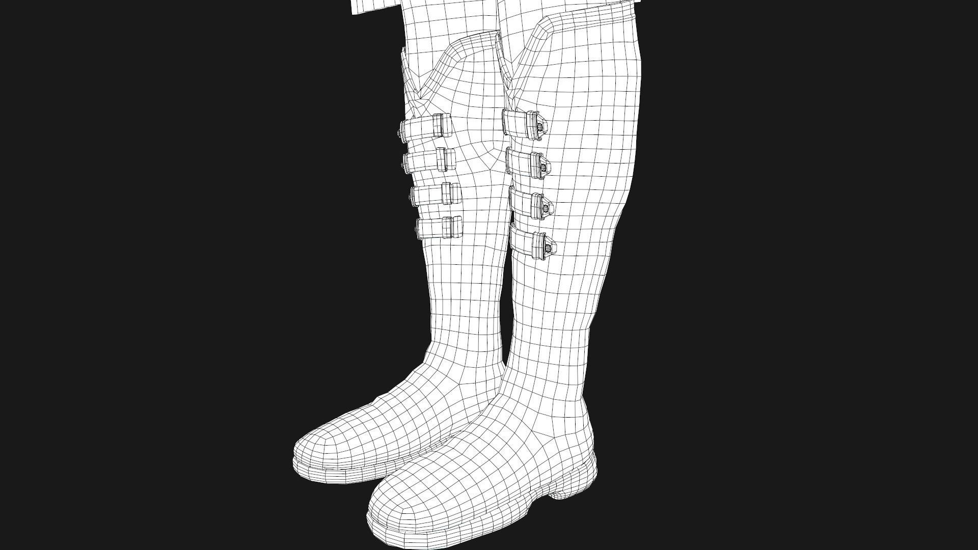 Female Post Apocalyptic Outfit Low-poly 3D model_56