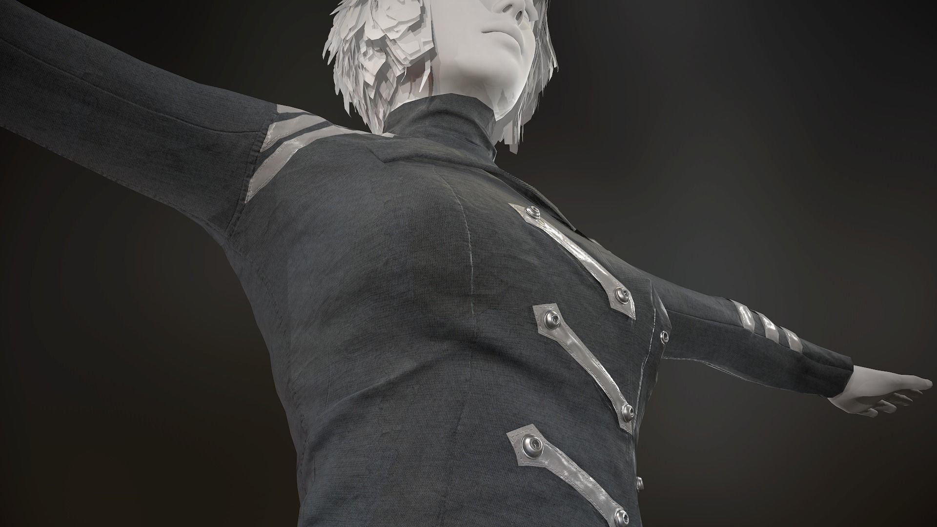 Female Post Apocalyptic Outfit Low-poly 3D model_8