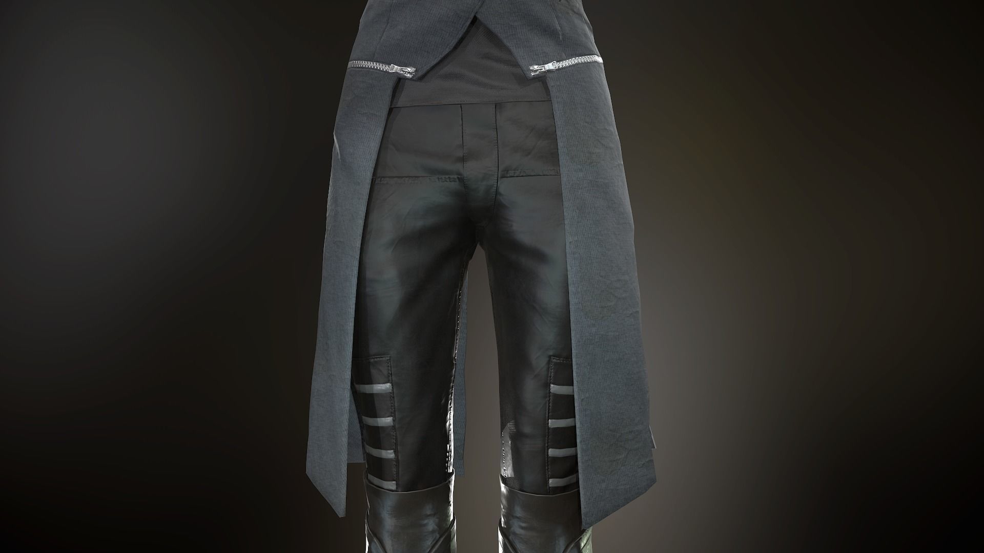 Female Post Apocalyptic Outfit Low-poly 3D model_24