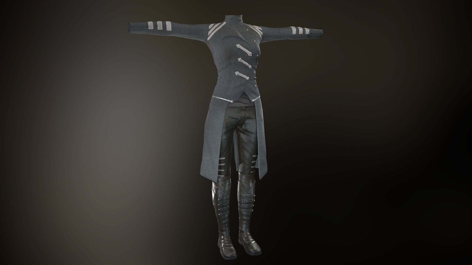 Female Post Apocalyptic Outfit Low-poly 3D model_38