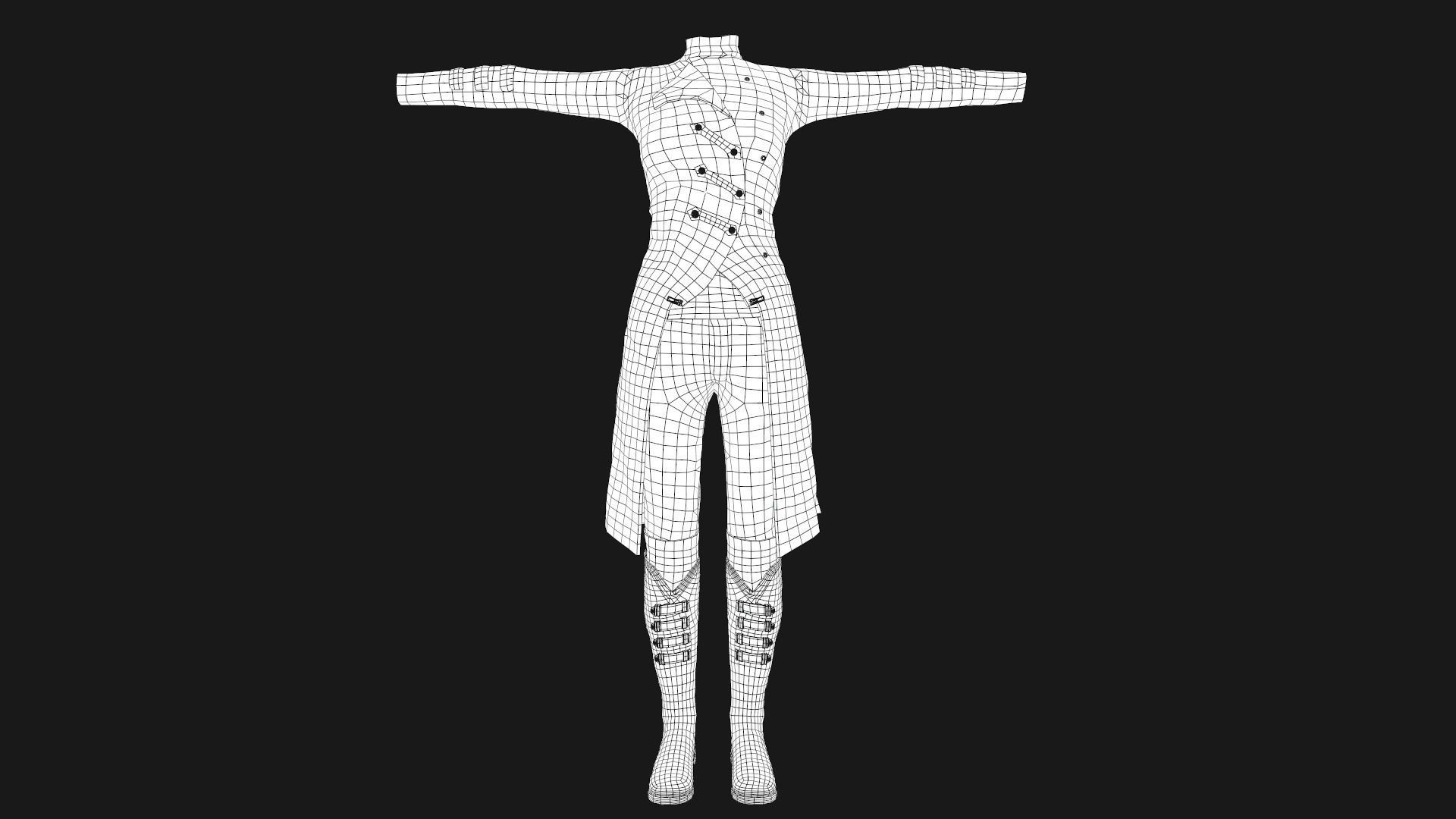 Female Post Apocalyptic Outfit Low-poly 3D model_45