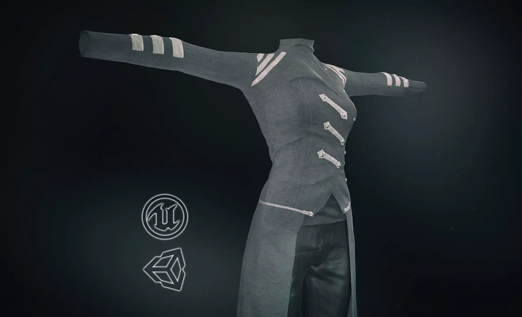 Female Post Apocalyptic Outfit Low-poly 3D model_0