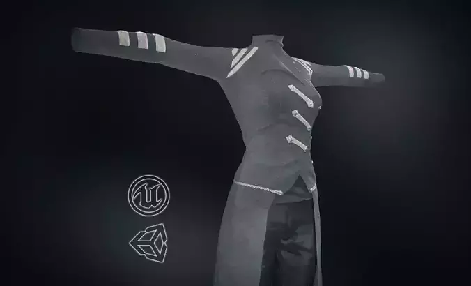 Female Post Apocalyptic Outfit Low-poly 3D model