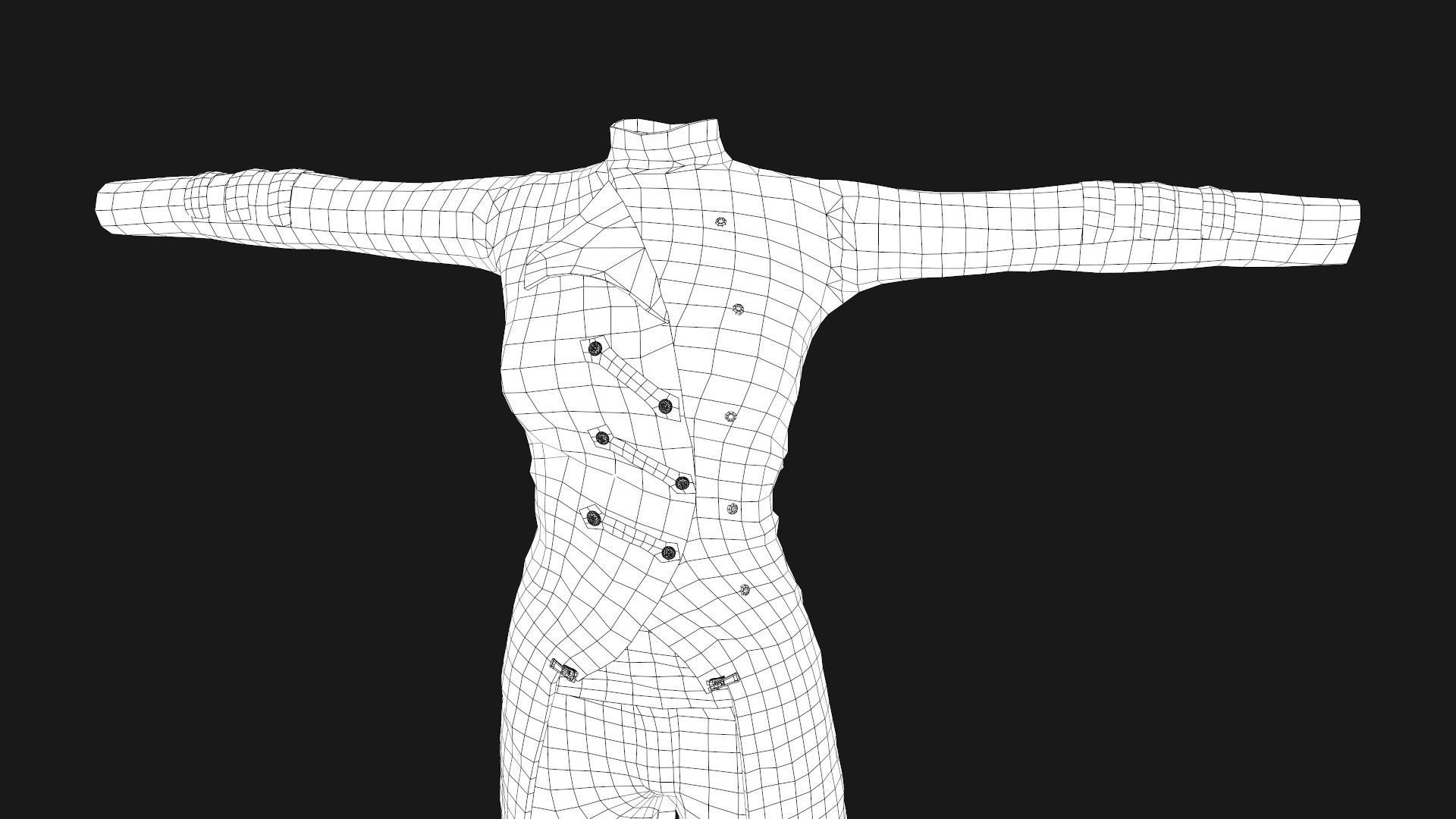 Female Post Apocalyptic Outfit Low-poly 3D model_49