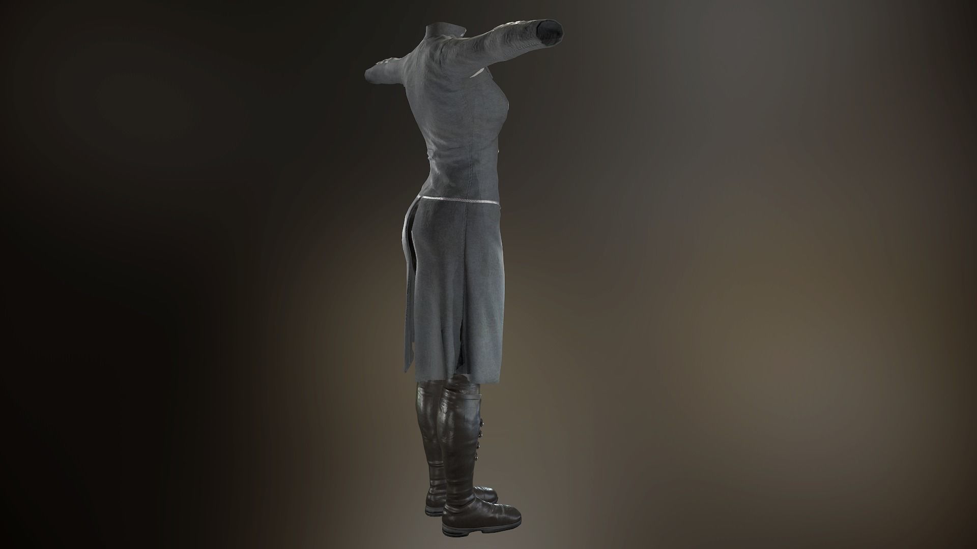 Female Post Apocalyptic Outfit Low-poly 3D model_41