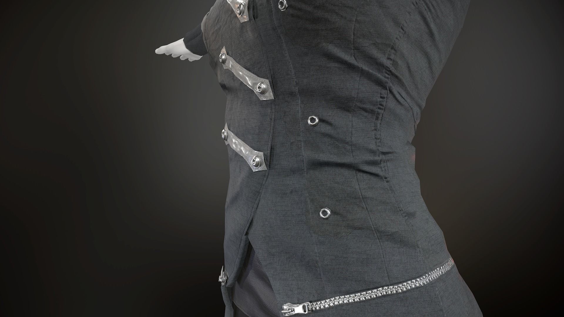 Female Post Apocalyptic Outfit Low-poly 3D model_12