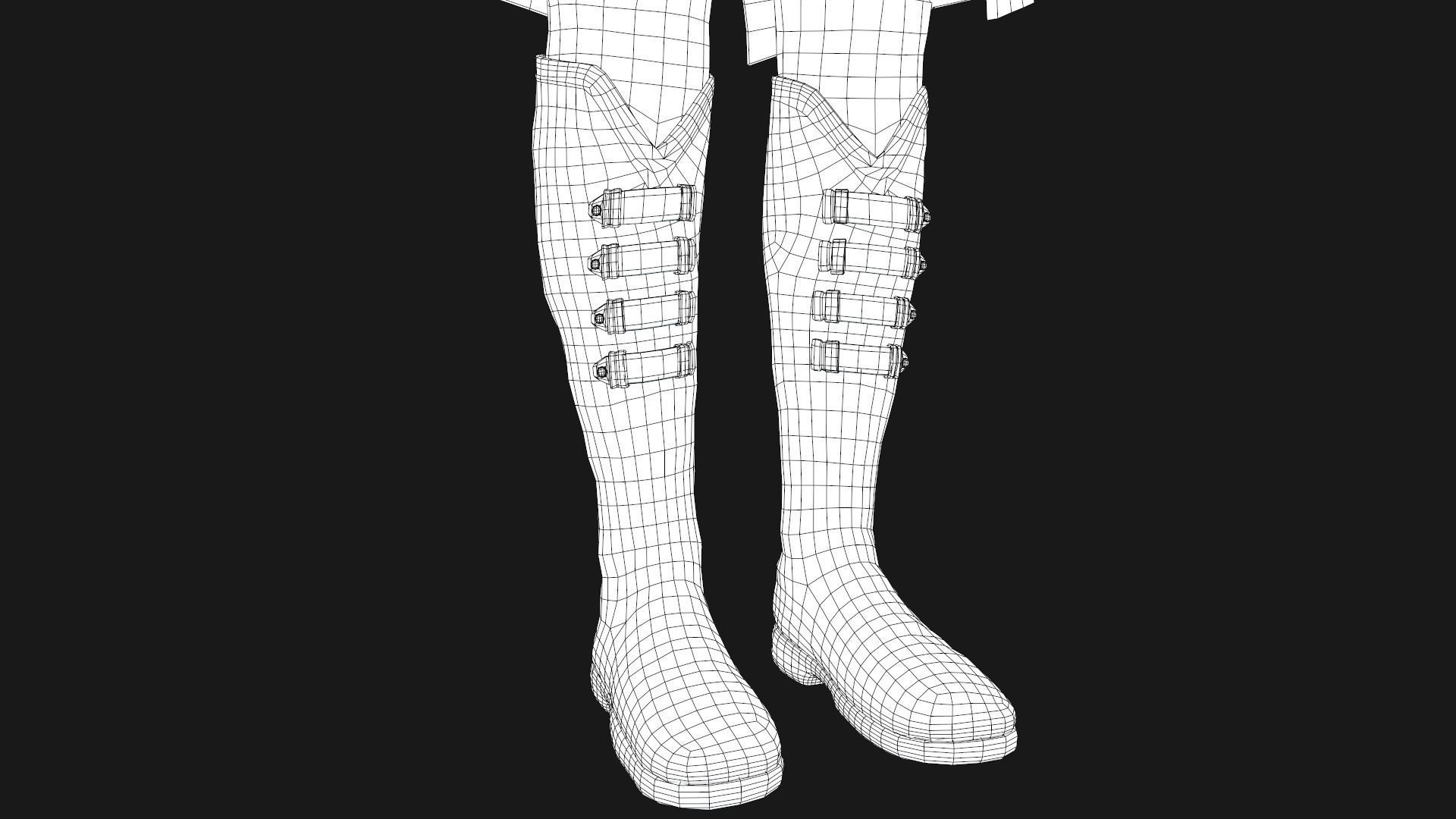 Female Post Apocalyptic Outfit Low-poly 3D model_57