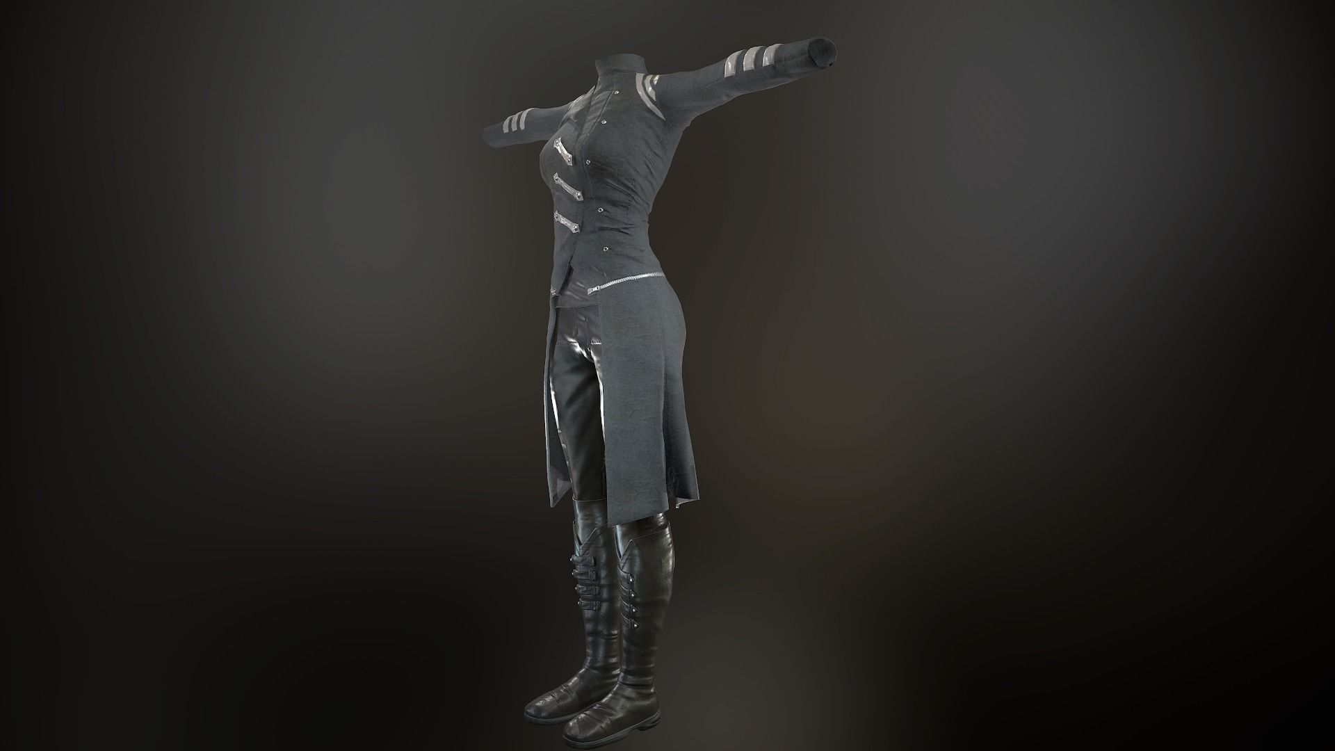 Female Post Apocalyptic Outfit Low-poly 3D model_39