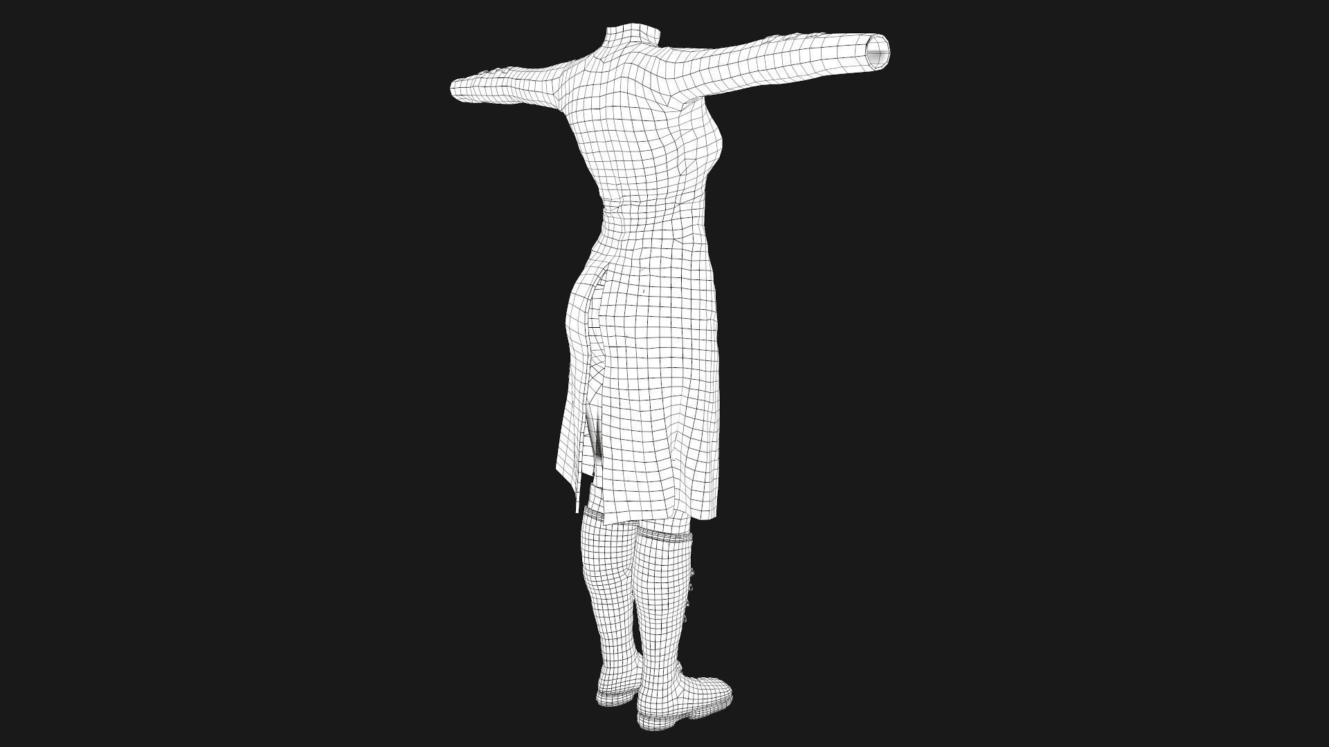 Female Post Apocalyptic Outfit Low-poly 3D model_47