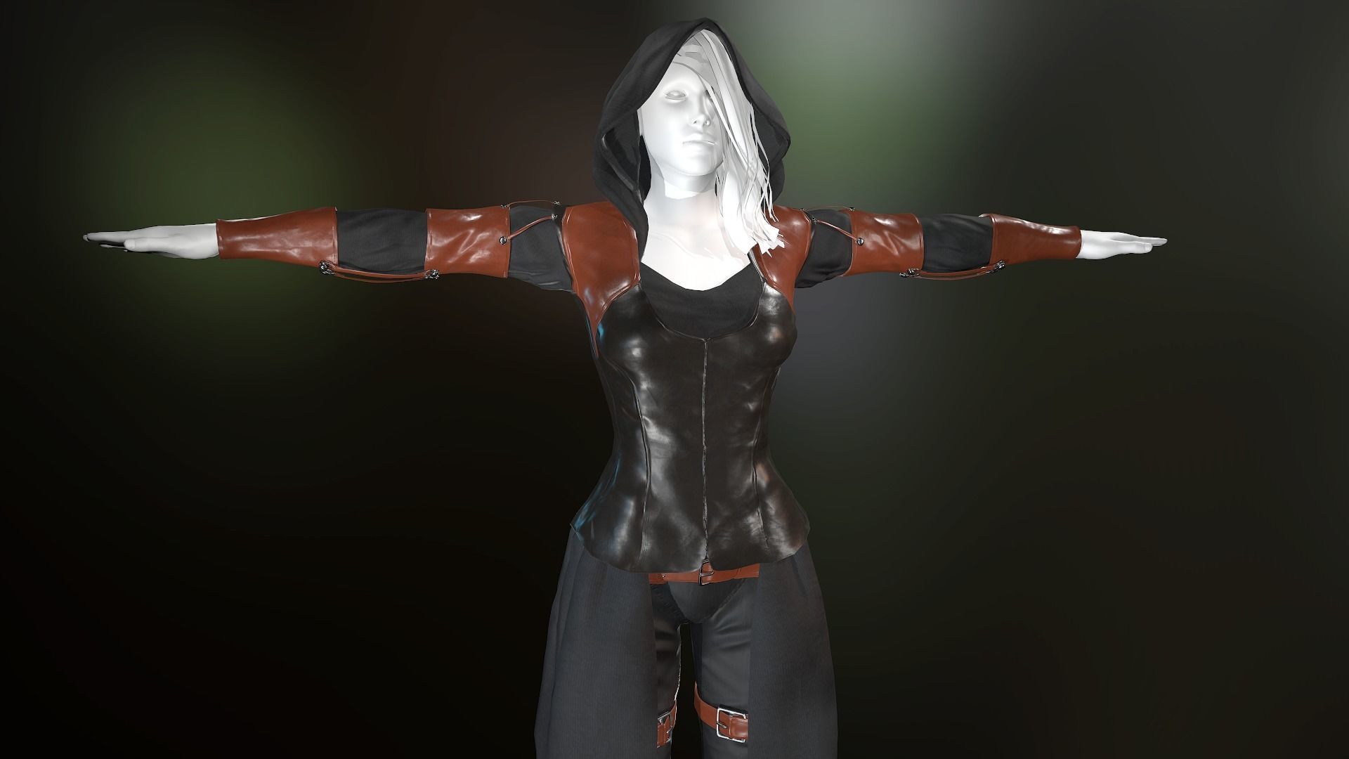 Female Assassin Outfit 1 Low-poly 3D model_3