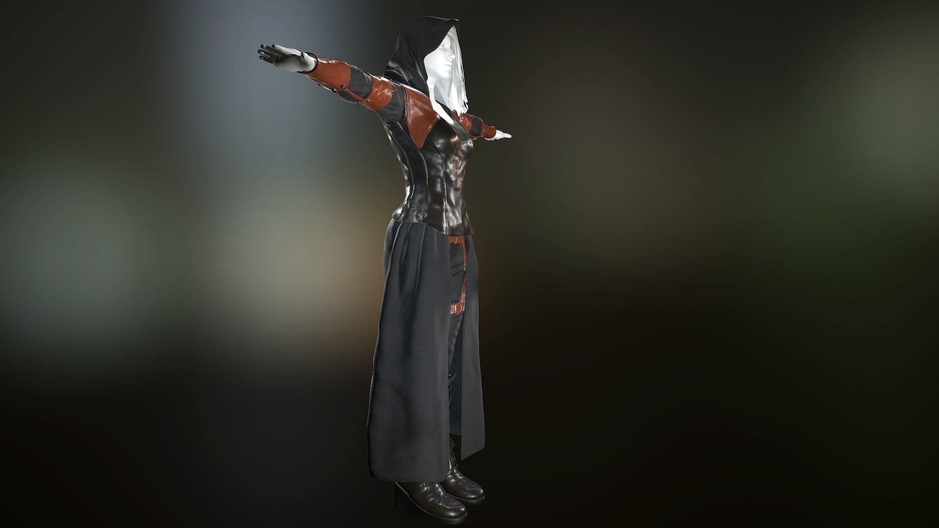 Female Assassin Outfit 1 Low-poly 3D model_5